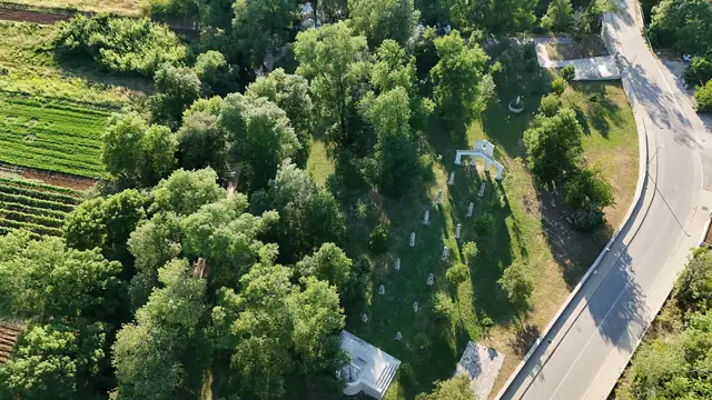 Memorial park by the road from above